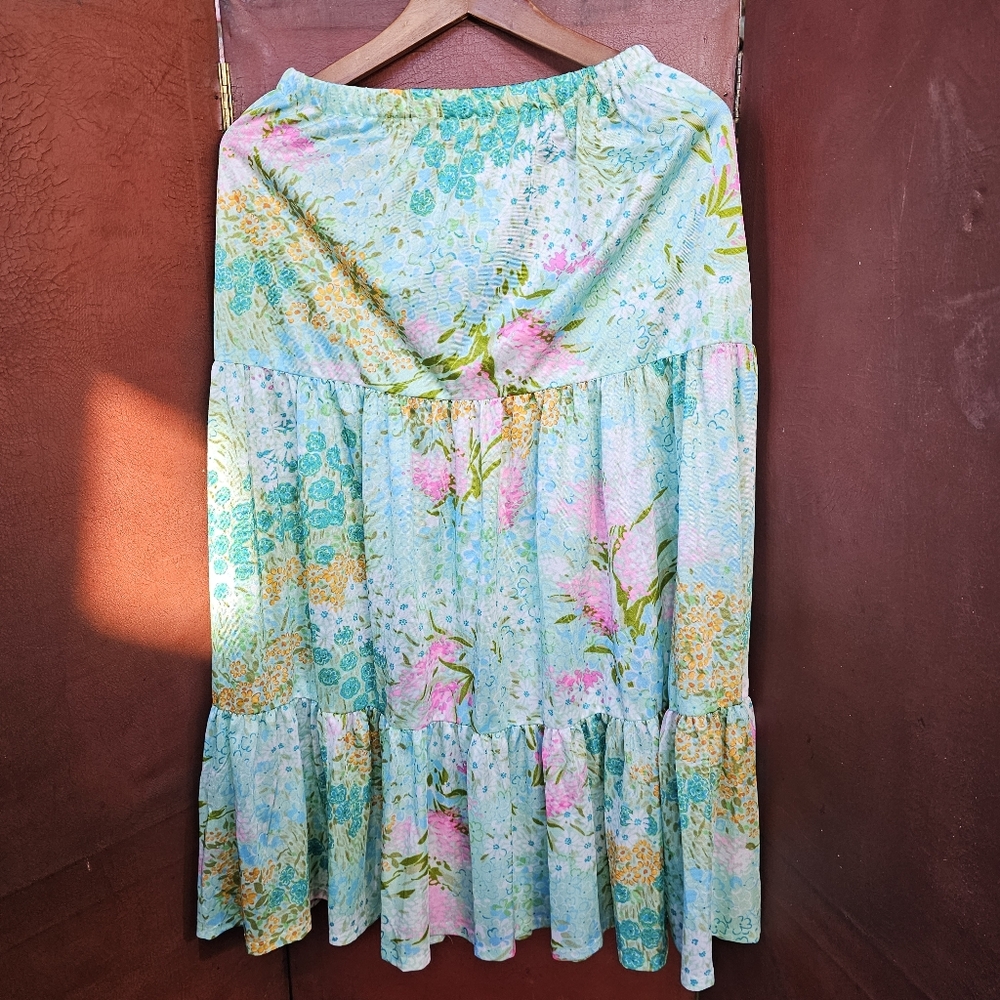 Vintage Marjorie Hamilton Green Floral Skirt Slip